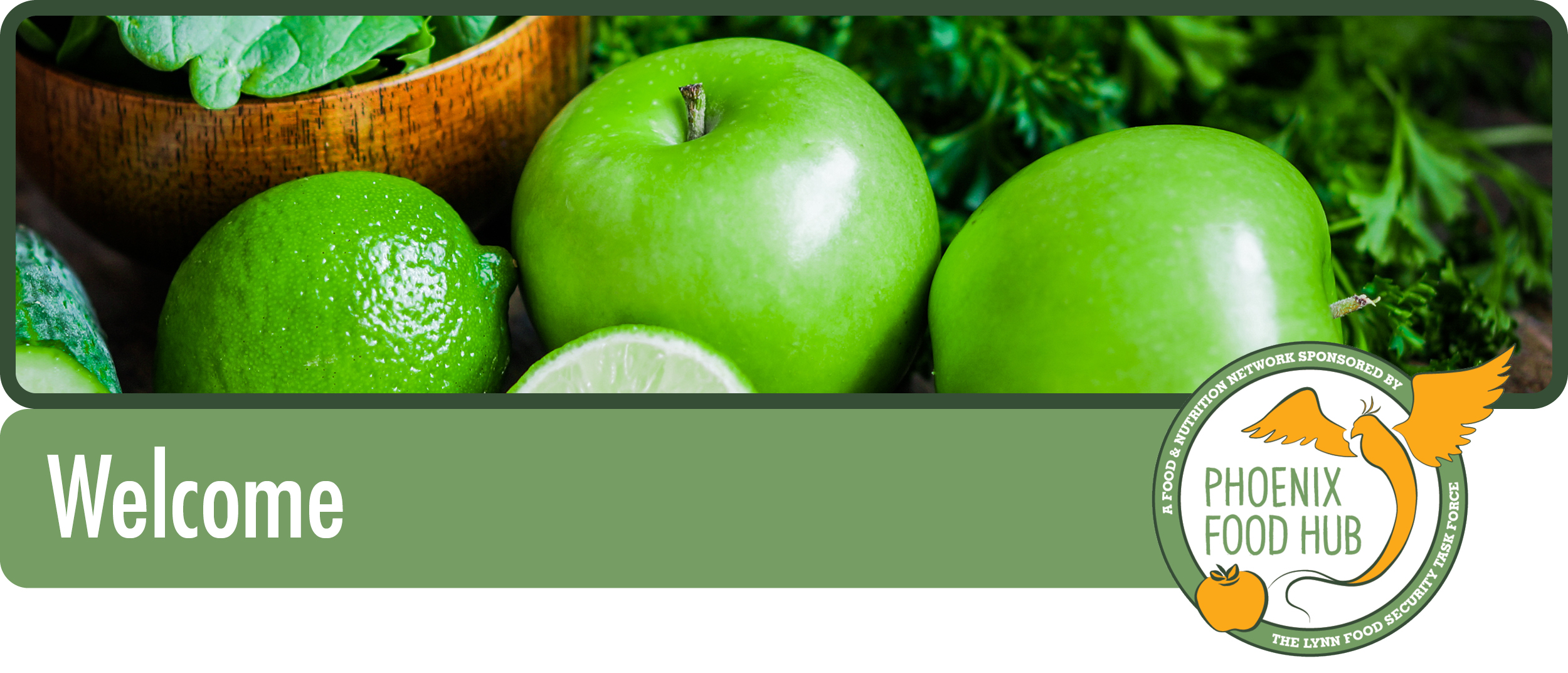 Banner image of green apples and vegetables